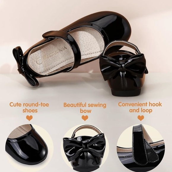PANDANINJIA sz 5T patent Mary Jane ballet flat with bow and rubber sole - Picture 2 of 10